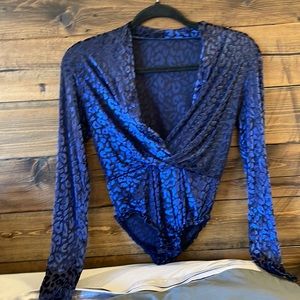 Blue cheetah body suit